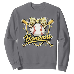 Bananas Coquette Bow Sweatshirt Baseball Bats Banana Lovers Women Girls Kids TS10 Charcoal Print Your Wear
