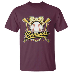 Bananas Coquette Bow T Shirt Baseball Bats Banana Lovers Women Girls Kids TS10 Maroon Print Your Wear