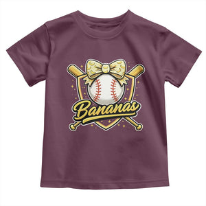 Bananas Coquette Bow Toddler T Shirt Baseball Bats Banana Lovers Women Girls Kids TS10 Maroon Print Your Wear