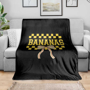 Bananas Coquette Bow Checkered Throw Blanket Women Girls Kids TS10 Print Your Wear