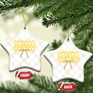 Bananas Coquette Bow Checkered Ceramic Ornament Women Girls Kids TS10 Print Your Wear