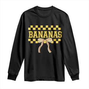 Bananas Coquette Bow Checkered Long Sleeve Shirt Women Girls Kids TS10 Black Print Your Wear