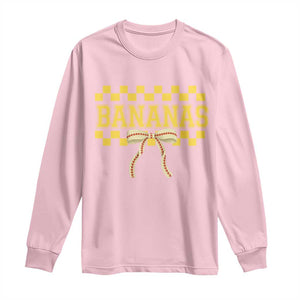 Bananas Coquette Bow Checkered Long Sleeve Shirt Women Girls Kids TS10 Light Pink Print Your Wear