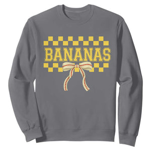 Bananas Coquette Bow Checkered Sweatshirt Women Girls Kids TS10 Charcoal Print Your Wear