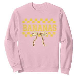 Bananas Coquette Bow Checkered Sweatshirt Women Girls Kids TS10 Light Pink Print Your Wear