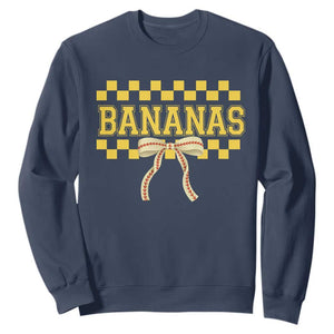 Bananas Coquette Bow Checkered Sweatshirt Women Girls Kids TS10 Navy Print Your Wear