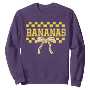 Bananas Coquette Bow Checkered Sweatshirt Women Girls Kids TS10 Purple Print Your Wear