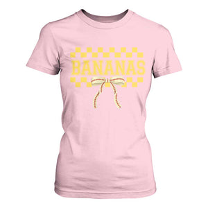 Bananas Coquette Bow Checkered T Shirt For Women Women Girls Kids TS10 Light Pink Print Your Wear