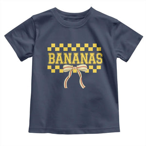 Bananas Coquette Bow Checkered Toddler T Shirt Women Girls Kids TS10 Navy Print Your Wear