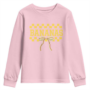 Bananas Coquette Bow Checkered Youth Sweatshirt Women Girls Kids TS10 Light Pink Print Your Wear