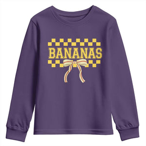Bananas Coquette Bow Checkered Youth Sweatshirt Women Girls Kids TS10 Purple Print Your Wear