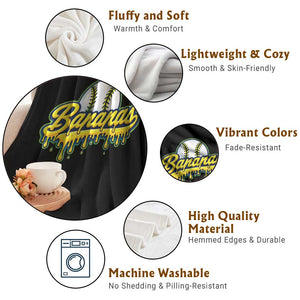 Funny Banana Baseball Throw Blanket Sports Team Baseball Drip Ice Cream Style TS10 Print Your Wear