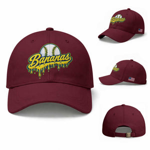 Funny Banana Baseball Baseball Cap Sports Team Baseball Drip Ice Cream Style TS10 Baseball Cap Universal Fit Maroon Print Your Wear