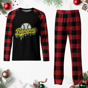 Funny Banana Baseball Plaid Pajama Set Sports Team Baseball Drip Ice Cream Style TS10 Buffalo Plaid Print Your Wear