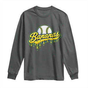 Funny Banana Baseball Long Sleeve Shirt Sports Team Baseball Drip Ice Cream Style TS10 Dark Heather Print Your Wear