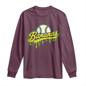 Funny Banana Baseball Long Sleeve Shirt Sports Team Baseball Drip Ice Cream Style TS10 Maroon Print Your Wear
