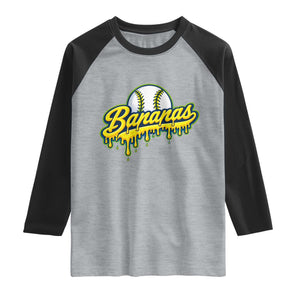 Funny Banana Baseball Raglan Shirt Sports Team Baseball Drip Ice Cream Style TS10 Heather Gray Black Print Your Wear