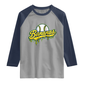 Funny Banana Baseball Raglan Shirt Sports Team Baseball Drip Ice Cream Style TS10 Sport Gray Navy Print Your Wear