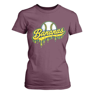 Funny Banana Baseball T Shirt For Women Sports Team Baseball Drip Ice Cream Style TS10 Maroon Print Your Wear