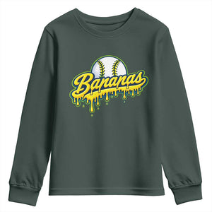 Funny Banana Baseball Youth Sweatshirt Sports Team Baseball Drip Ice Cream Style TS10 Dark Forest Green Print Your Wear