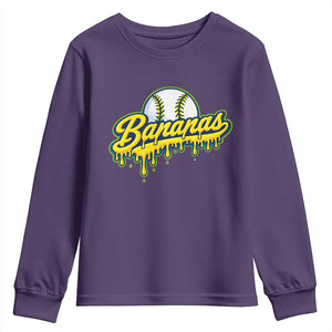 Funny Banana Baseball Youth Sweatshirt Sports Team Baseball Drip Ice Cream Style TS10 Purple Print Your Wear