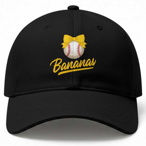 Bananas Coquette Bow Baseball Cap Banana Retro Popular Fruit Humor Cute Girls Kids TS10 Print Your Wear