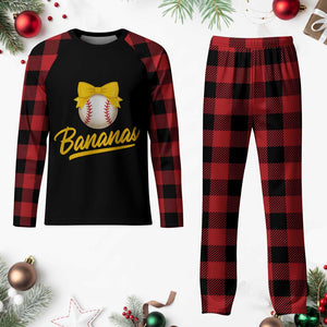 Bananas Coquette Bow Plaid Pajama Set Banana Retro Popular Fruit Humor Cute Girls Kids TS10 Buffalo Plaid Print Your Wear