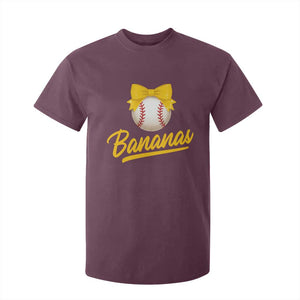 Bananas Coquette Bow T Shirt For Kid Banana Retro Popular Fruit Humor Cute Girls Kids TS10 Maroon Print Your Wear