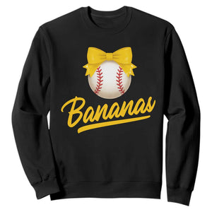 Bananas Coquette Bow Sweatshirt Banana Retro Popular Fruit Humor Cute Girls Kids TS10 Black Print Your Wear