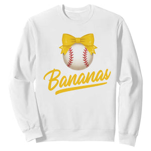 Bananas Coquette Bow Sweatshirt Banana Retro Popular Fruit Humor Cute Girls Kids TS10 White Print Your Wear
