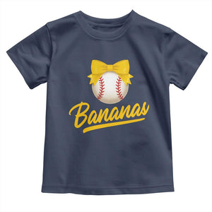 Bananas Coquette Bow Toddler T Shirt Banana Retro Popular Fruit Humor Cute Girls Kids TS10 Navy Print Your Wear