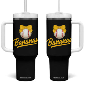 Bananas Coquette Bow Tumbler With Handle Banana Retro Popular Fruit Humor Cute Girls Kids TS10 One Size: 40 oz Black Print Your Wear