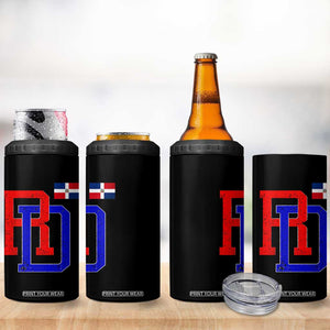 Dominican Republic 4 in 1 Can Cooler Tumbler Distressed RD Flag Dominican Pride TS10 Print Your Wear