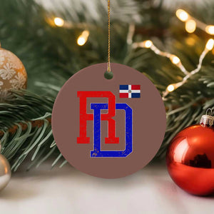 Dominican Republic Ceramic Ornament Distressed RD Flag Dominican Pride TS10 1pc Mocha Print Your Wear