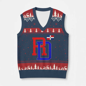 Dominican Republic V-Neck Knit Sweater Vest Distressed RD Flag Dominican Pride TS10 Navy Red Print Your Wear