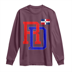 Dominican Republic Long Sleeve Shirt Distressed RD Flag Dominican Pride TS10 Maroon Print Your Wear