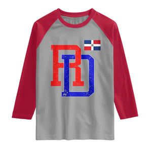 Dominican Republic Raglan Shirt Distressed RD Flag Dominican Pride TS10 Sport Gray Red Print Your Wear