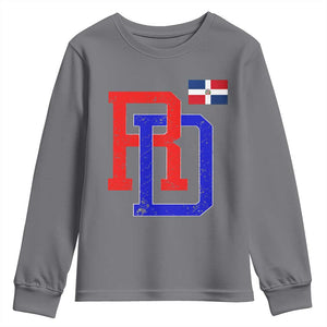 Dominican Republic Youth Sweatshirt Distressed RD Flag Dominican Pride TS10 Charcoal Print Your Wear