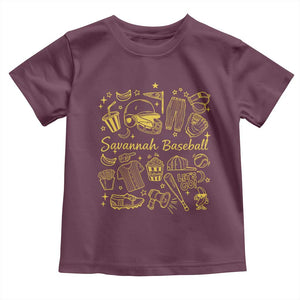 Bananas Baseball Toddler T Shirt Cute Trendy Banana Baseball Game Day Doodle TS10 Maroon Print Your Wear