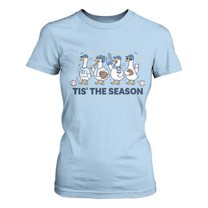 Baseball Silly Goose T Shirt For Women Funny Tis The Season Baseball Mom TS10 Light Blue Print Your Wear