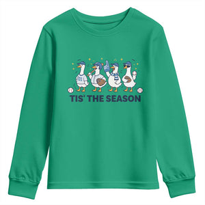 Baseball Silly Goose Youth Sweatshirt Funny Tis The Season Baseball Mom TS10 Irish Green Print Your Wear