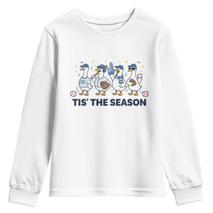 Baseball Silly Goose Youth Sweatshirt Funny Tis The Season Baseball Mom TS10 White Print Your Wear