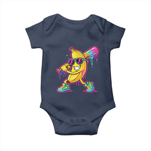 Banana Baseball Drip Baby Onesie Funny Baseball Drip Ice Cream Kids Youth Boys TS10 Navy Print Your Wear