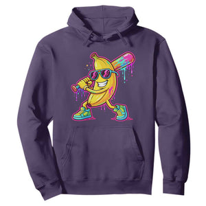 Banana Baseball Drip Hoodie Funny Baseball Drip Ice Cream Kids Youth Boys TS10 Purple Print Your Wear
