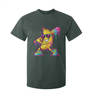 Banana Baseball Drip T Shirt For Kid Funny Baseball Drip Ice Cream Kids Youth Boys TS10 Dark Forest Green Print Your Wear