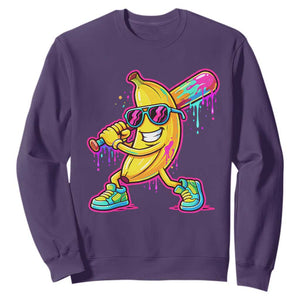 Banana Baseball Drip Sweatshirt Funny Baseball Drip Ice Cream Kids Youth Boys TS10 Purple Print Your Wear