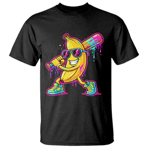 Banana Baseball Drip T Shirt Funny Baseball Drip Ice Cream Kids Youth Boys TS10 Black Print Your Wear