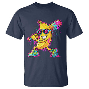 Banana Baseball Drip T Shirt Funny Baseball Drip Ice Cream Kids Youth Boys TS10 Navy Print Your Wear