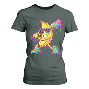 Banana Baseball Drip T Shirt For Women Funny Baseball Drip Ice Cream Kids Youth Boys TS10 Dark Forest Green Print Your Wear