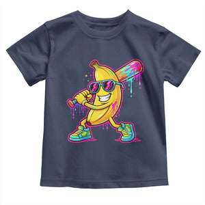 Banana Baseball Drip Toddler T Shirt Funny Baseball Drip Ice Cream Kids Youth Boys TS10 Navy Print Your Wear